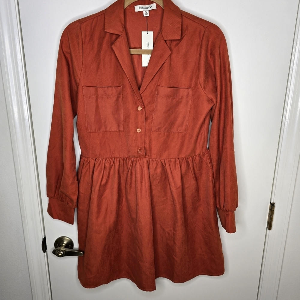 Francesca's Women's Longsleeve Rust Dress Small NWT